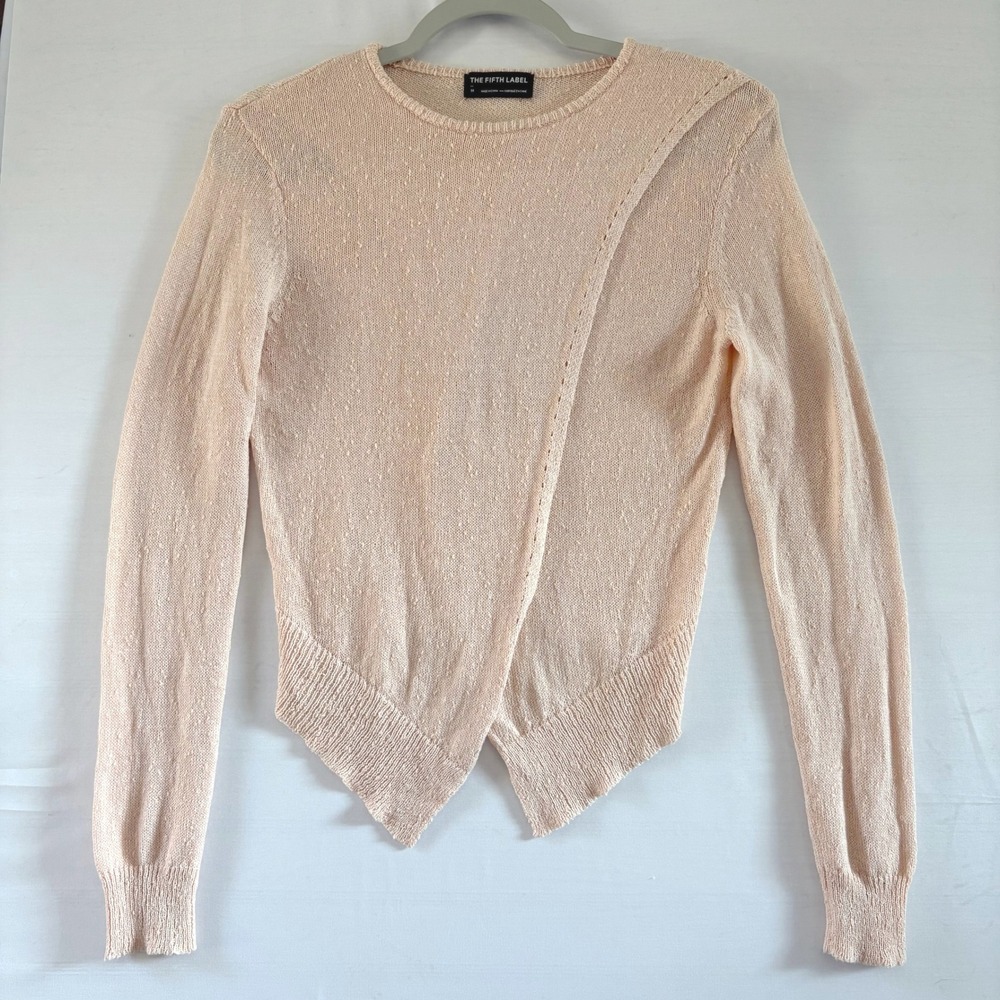 The Fifth Label Peach Crossover Tulip Hem Slub Knit Sweater Womens Medium